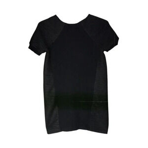 Fabletics Women's Size S Brenna Black Short Sleeves Quilted Sweater Mini Dress